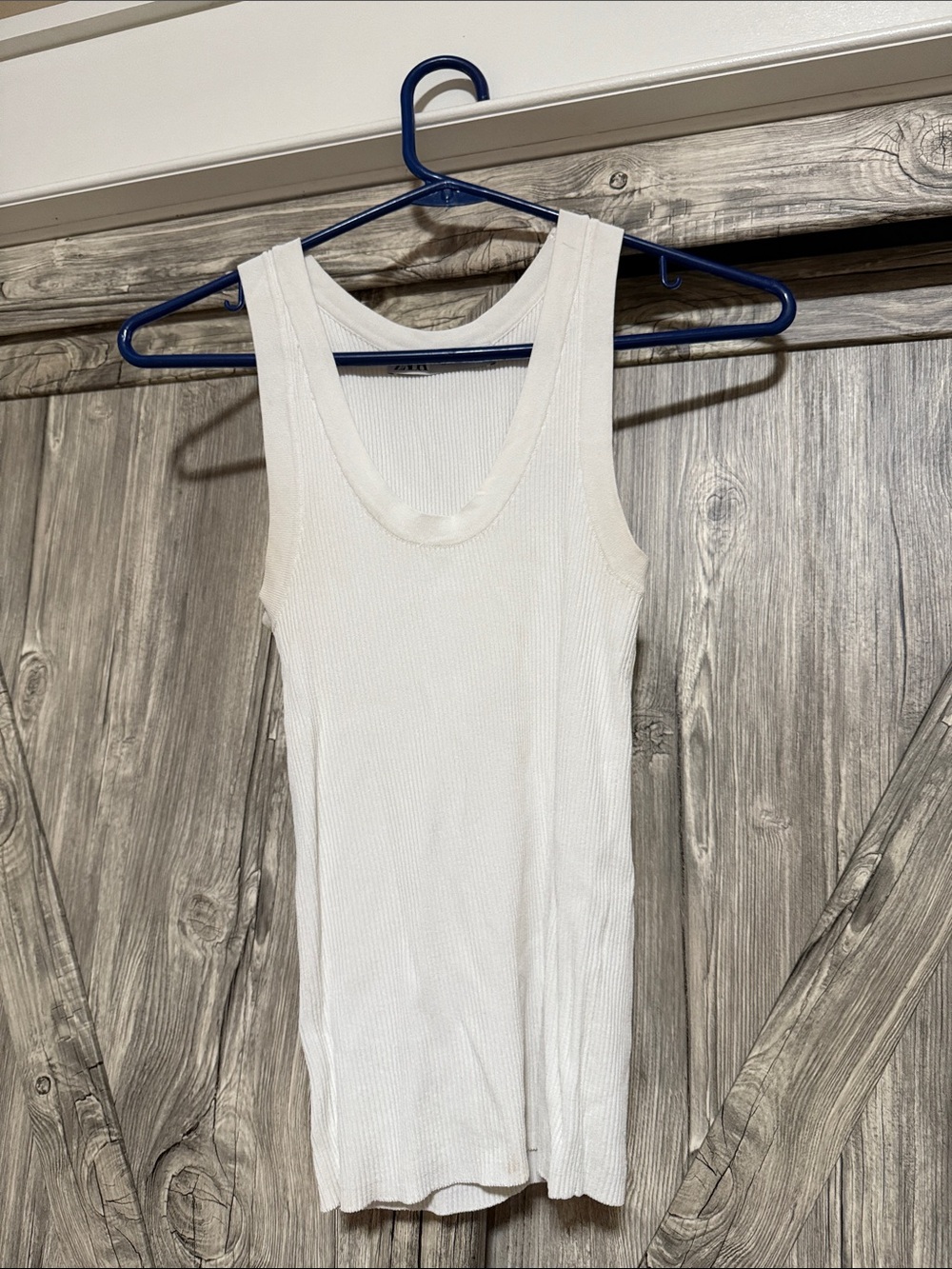 Zara Brand Classic White Ribbed Tank Top